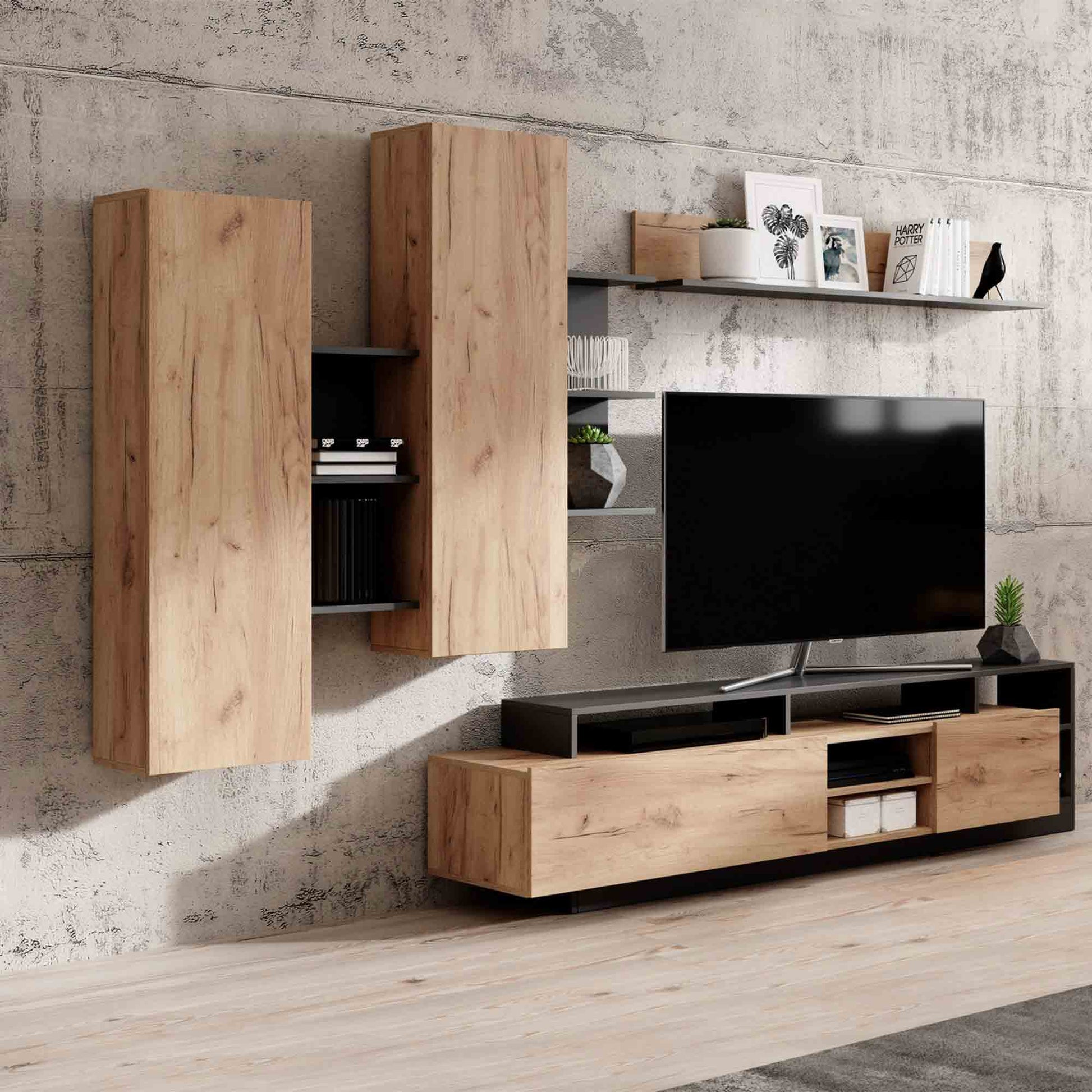 Parete soggiorno KELY ANTHRACITE di Tomasucci - Smontato