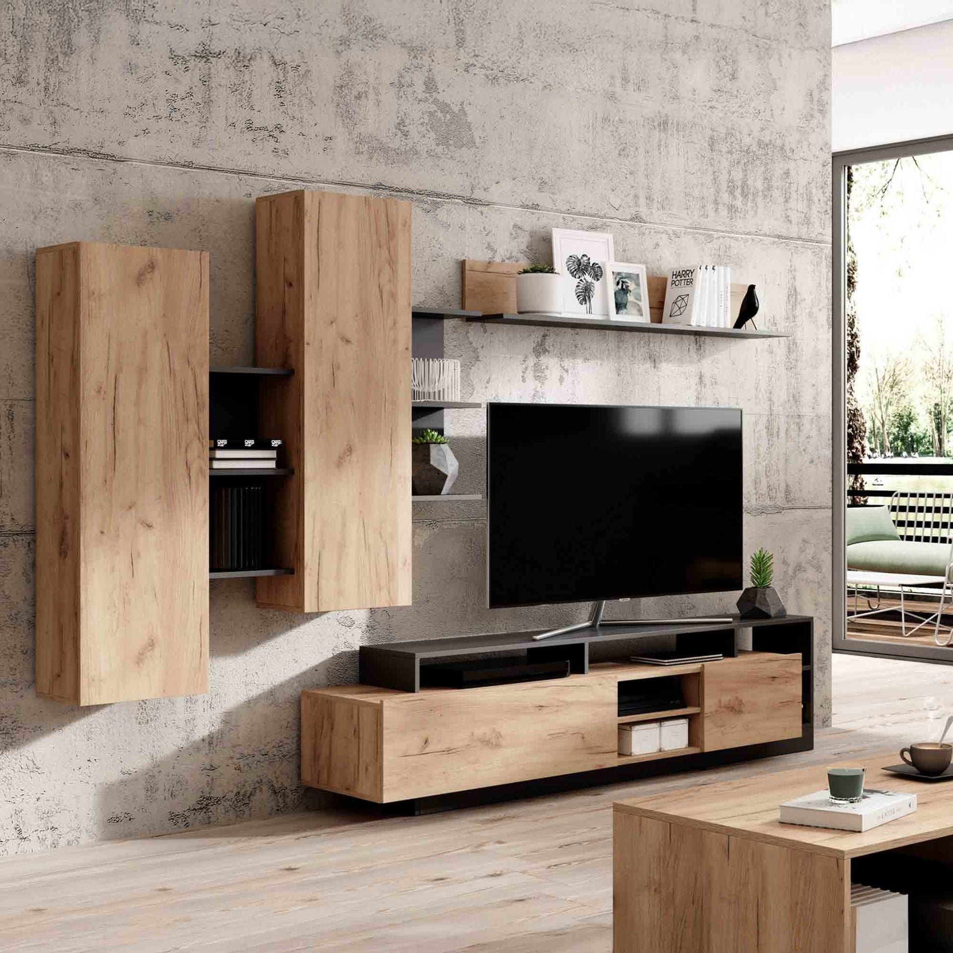 Parete soggiorno KELY ANTHRACITE di Tomasucci - Smontato