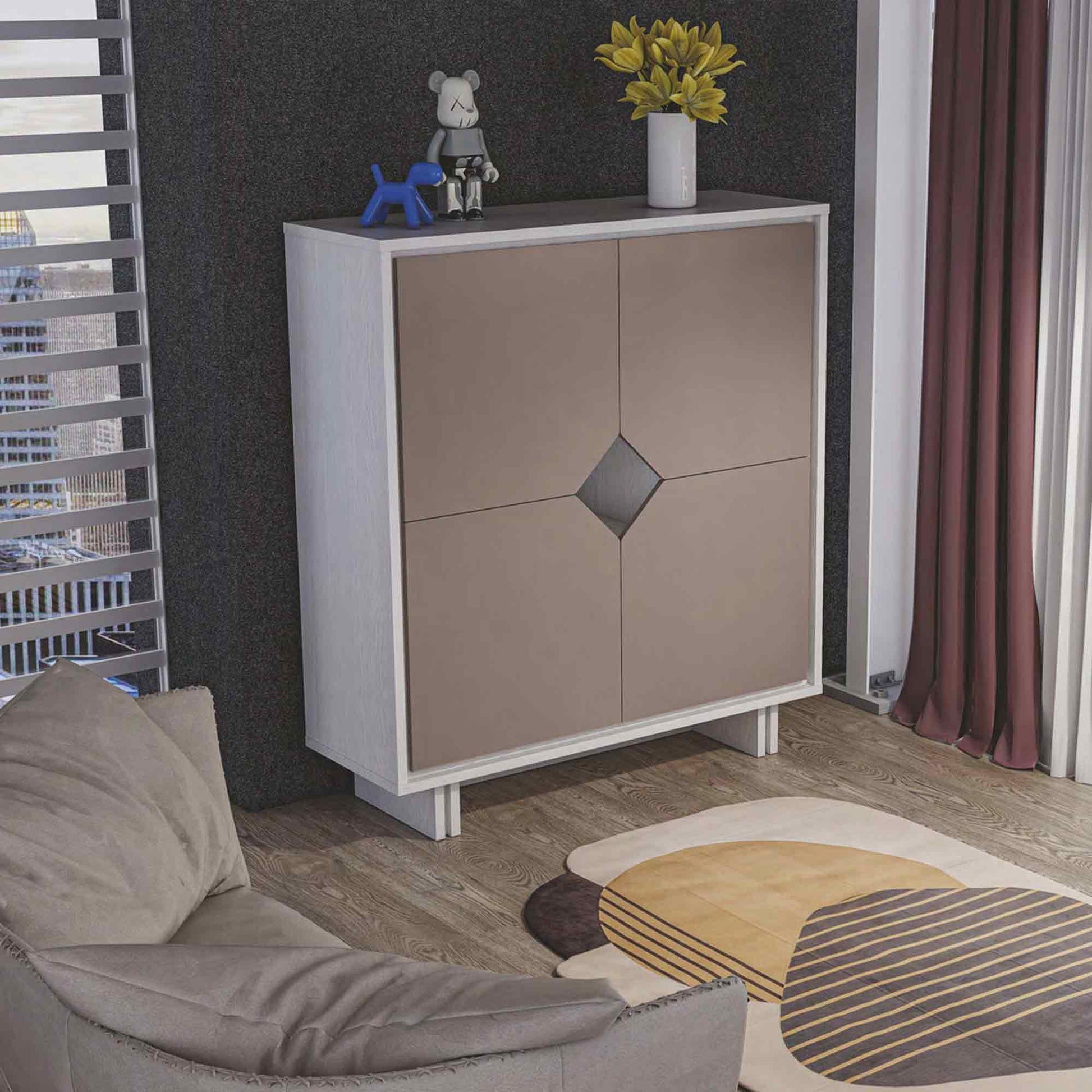 Joker Mobile Bar 4 ante con taglio & piede in legno di Premobil S.R.L.