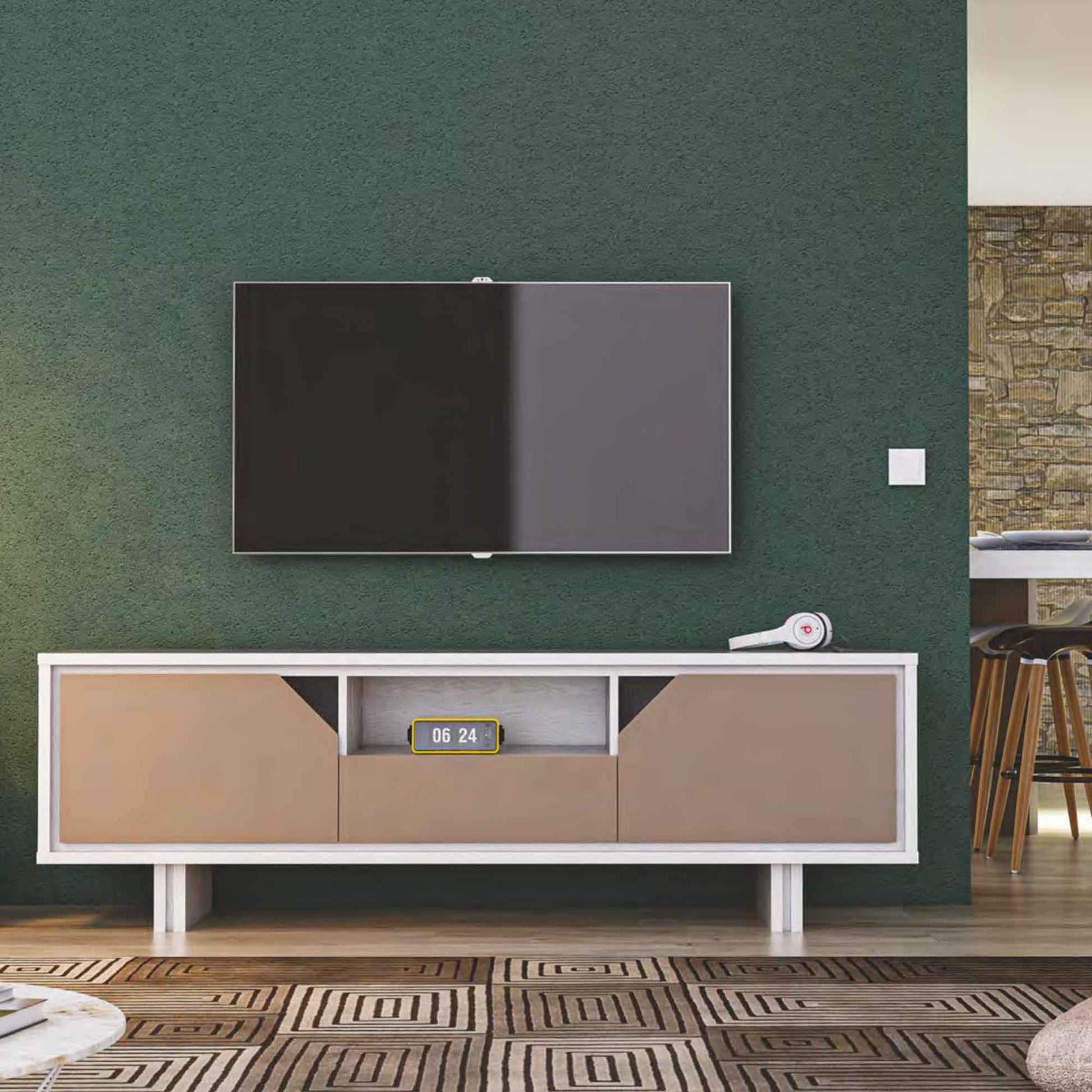 Joker Porta TV 2 Ante con taglio e 1 cassetto & piede in metallo di Premobil S.R.L.