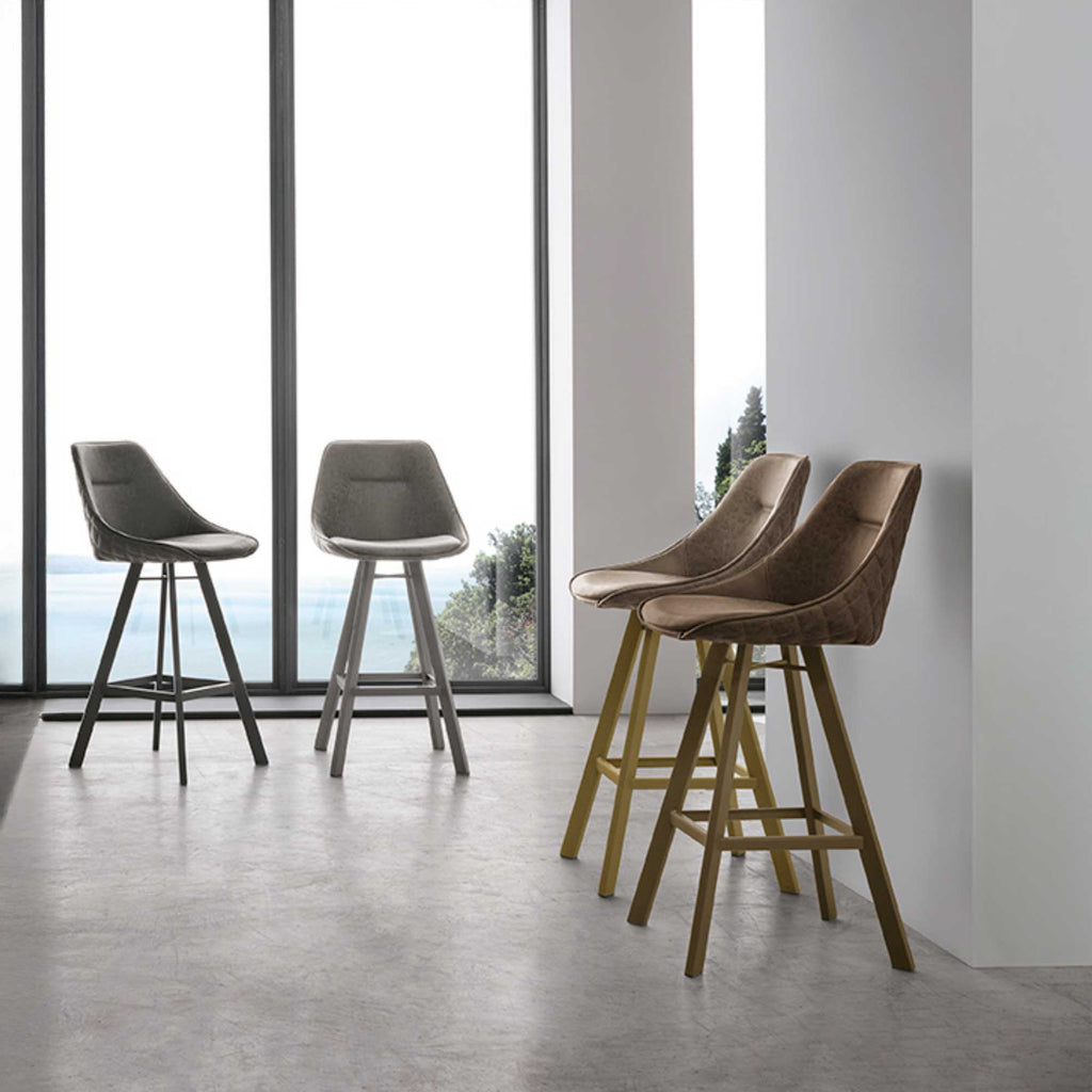 Sgabello Bilbao Plus di Target Point - Set di 2 in Soft-Touch Vintage